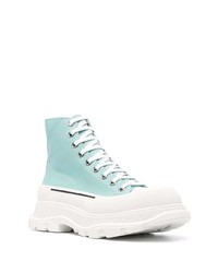 Мужские мятные высокие кеды из плотной ткани от Alexander McQueen