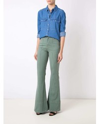 Мятные джинсы-клеш от Amapô