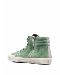 Мужские мятные замшевые высокие кеды от Golden Goose