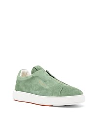 Мужские мятные замшевые слипоны от Santoni