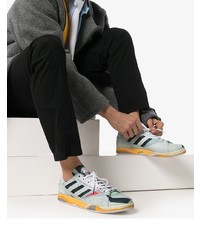 Мужские мятные кожаные низкие кеды с принтом от Adidas By Raf Simons