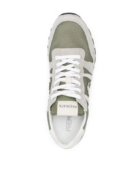 Мужские мятные кожаные низкие кеды от Premiata