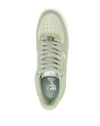 Мужские мятные кожаные низкие кеды от A Bathing Ape