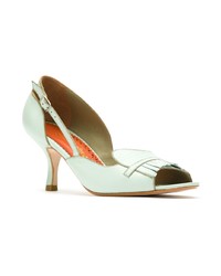 Мятные кожаные туфли с вырезом от Sarah Chofakian