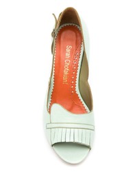 Мятные кожаные туфли с вырезом от Sarah Chofakian