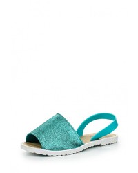 Мятные сандалии на плоской подошве