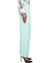 Женские мятные шелковые брюки со складками от Balmain