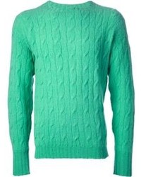 Мятный вязаный свитер