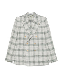 Мятный двубортный пиджак в клетку