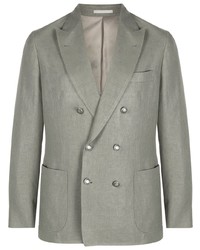 Мужской мятный двубортный пиджак от Brunello Cucinelli