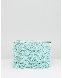 Мятный клатч с цветочным принтом