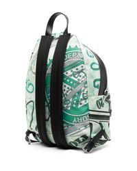 Мужской мятный кожаный рюкзак с принтом от Moschino
