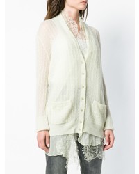 Женский мятный кружевной вязаный кардиган от Ermanno Scervino