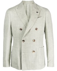 Мужской мятный льняной двубортный пиджак от Lardini