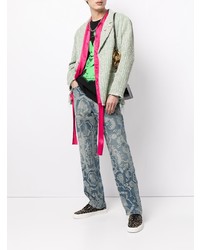 Мужской мятный пиджак с вышивкой от COOL T.M