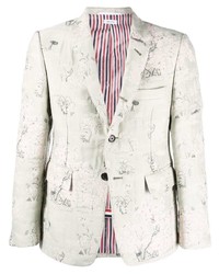 Мужской мятный пиджак с цветочным принтом от Thom Browne