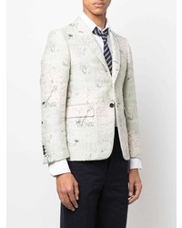 Мужской мятный пиджак с цветочным принтом от Thom Browne