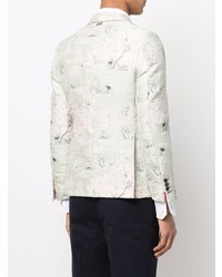 Мужской мятный пиджак с цветочным принтом от Thom Browne