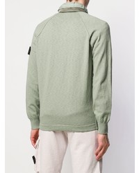 Мужской мятный свитер на молнии от Stone Island