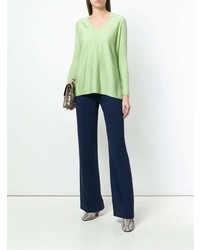 Женский мятный свитер с v-образным вырезом от Snobby Sheep