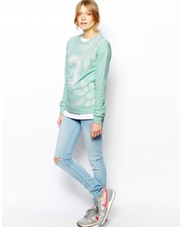 Женский мятный свитер с круглым вырезом с принтом от Asos
