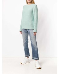 Женский мятный свитер с круглым вырезом от Golden Goose Deluxe Brand