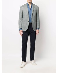 Мужской мятный шерстяной пиджак в мелкую клетку от Corneliani