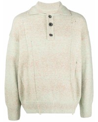 Мужской мятный шерстяной свитер с воротником поло от Ader Error