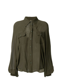 Оливковая блуза на пуговицах от MM6 MAISON MARGIELA