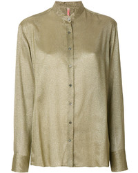 Оливковая блуза на пуговицах
