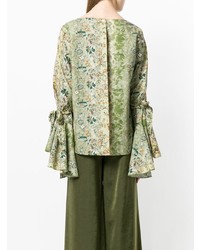 Оливковая блузка с длинным рукавом с принтом от Black Coral