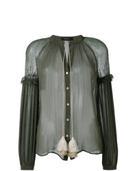 Оливковая блузка с длинным рукавом от Wandering