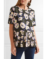 Оливковая блузка с цветочным принтом от Marni