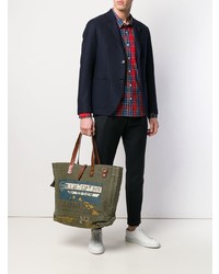 Мужская оливковая большая сумка из плотной ткани с принтом от Polo Ralph Lauren