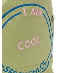 Оливковая большая сумка из плотной ткани с принтом от See by Chloe