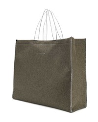 Оливковая большая сумка из плотной ткани от MM6 MAISON MARGIELA