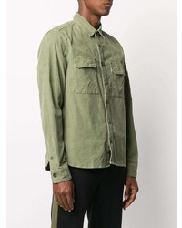 Мужская оливковая вельветовая рубашка с длинным рукавом от C.P. Company