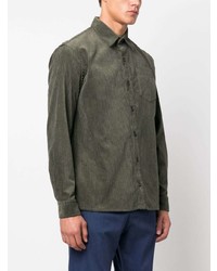 Мужская оливковая вельветовая рубашка с длинным рукавом от Paul & Shark