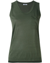 Оливковая вязаная майка