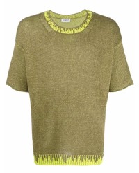 Мужская оливковая вязаная футболка с круглым вырезом от Dondup
