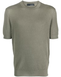 Мужская оливковая вязаная футболка с круглым вырезом от Lardini
