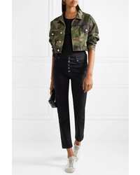 Женская оливковая джинсовая куртка с принтом от RE/DONE