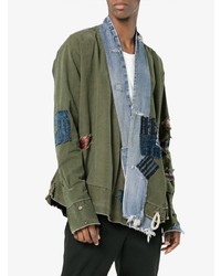 Мужская оливковая джинсовая куртка от Greg Lauren