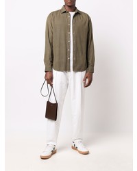 Мужская оливковая джинсовая рубашка от Altea