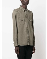 Мужская оливковая джинсовая рубашка от Tom Ford