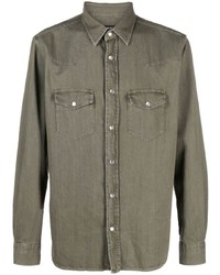 Мужская оливковая джинсовая рубашка от Tom Ford