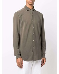 Мужская оливковая джинсовая рубашка от Boglioli