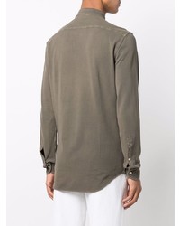 Мужская оливковая джинсовая рубашка от Boglioli