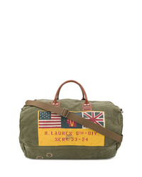 Мужская оливковая дорожная сумка из плотной ткани с принтом от Polo Ralph Lauren