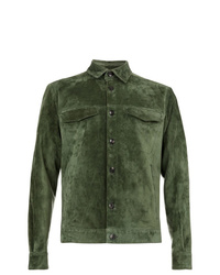Мужская оливковая замшевая куртка-рубашка от Ajmone